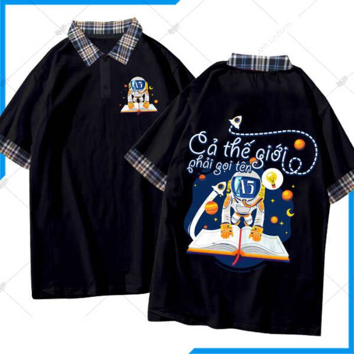 Áo lớp Poka cổ sơ mi kẻ caro có 1-0-2