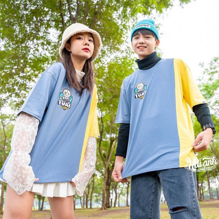 Cuối cấp phá cách với mẫu áo Colormix màu xám xanh và màu vàng lợt