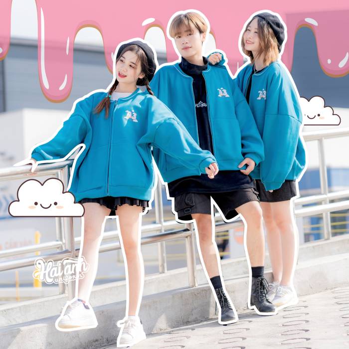 Áo đồng phục Bomber màu xanh lý