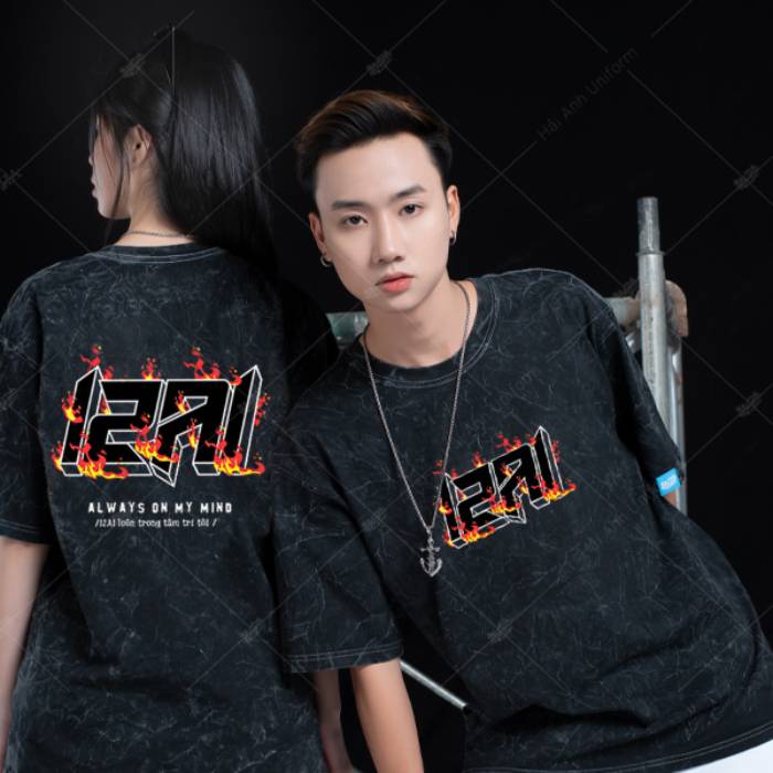 Mẫu áo thun Wash màu đen 12A1 trùm trường