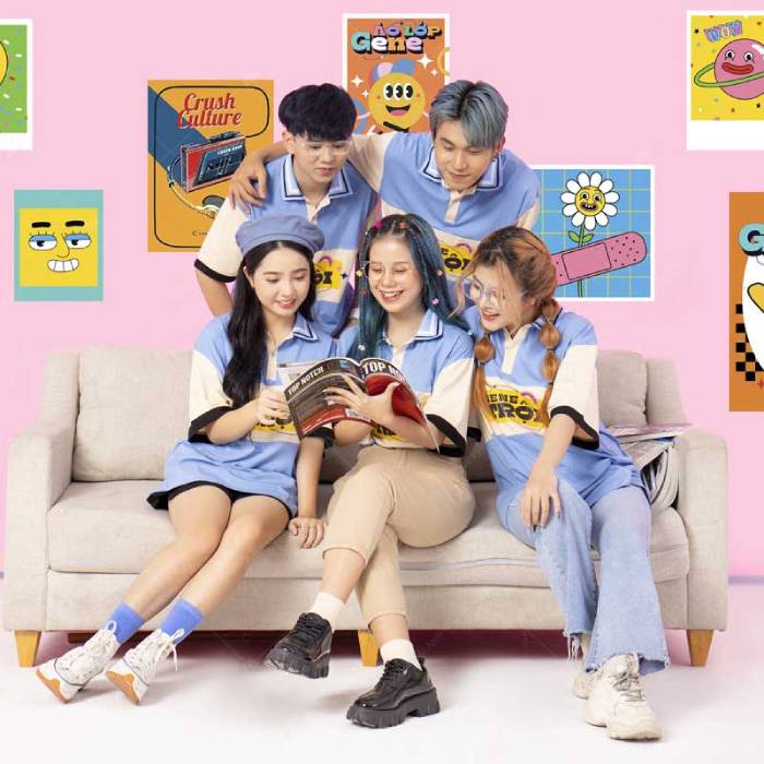 Mẫu áo lớp GenE với màu xanh dương nhạt làm chủ đạo