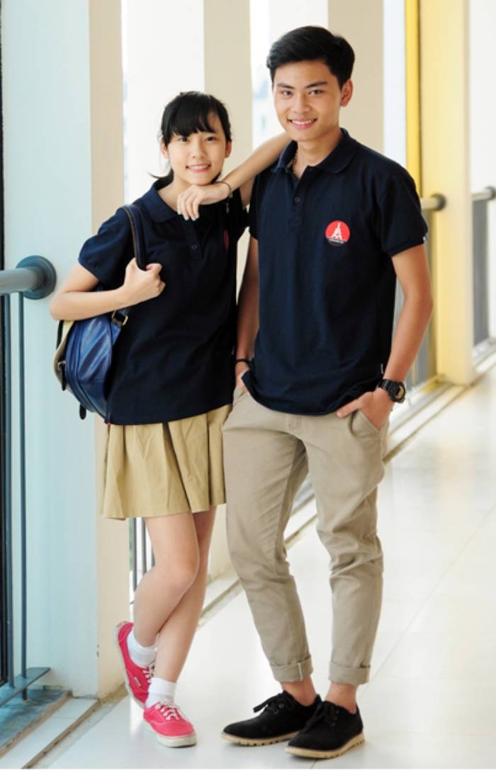 Đồng phục học sinh cấp 3 áo polo phong cách thể thao
