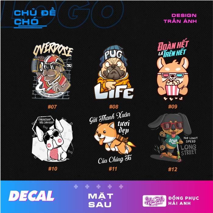 Bộ hình in Decal hình con cho cho áo lớp