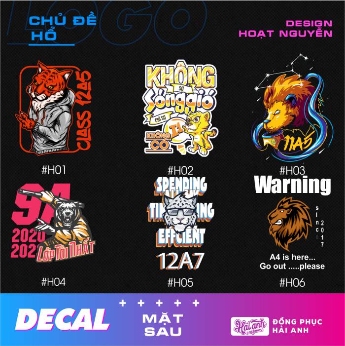 Logo áo lớp decal hình con hổ