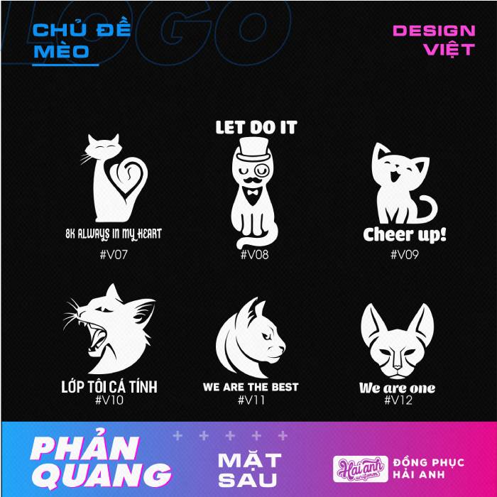 Bộ hình in phản quang hình con mèo