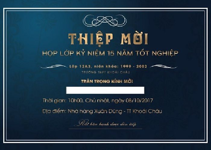 Mẫu giấy mời họp lớp thiết kế đẹp, ấn tượng