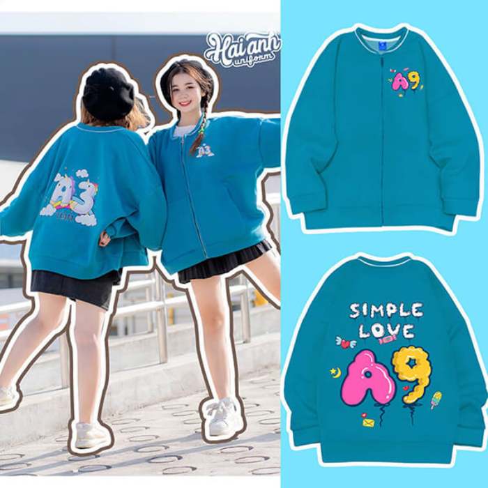 Mấu áo bomber màu xanh cổ vịt