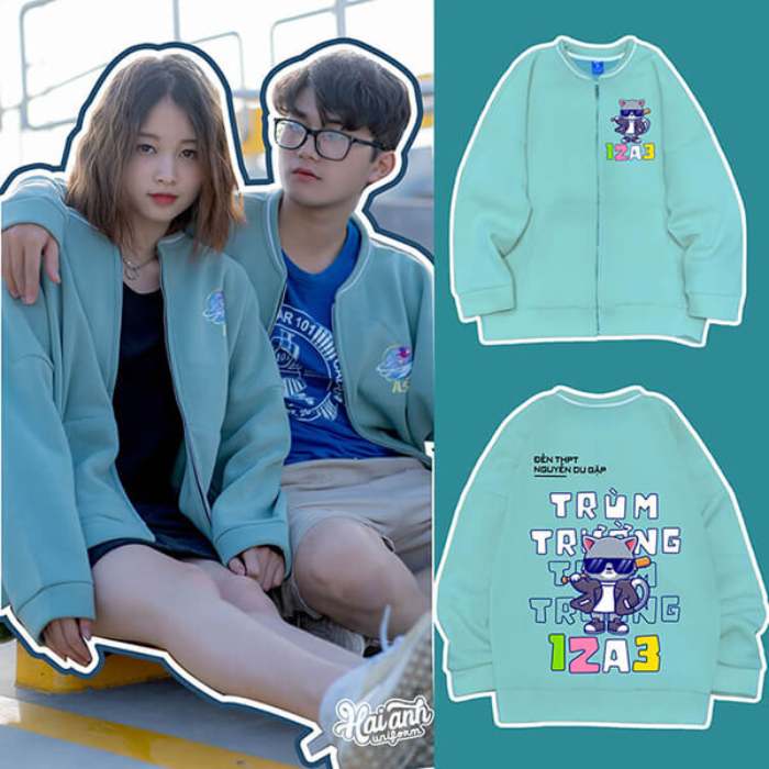 Chiếc áo bomber với tông màu xanh mint