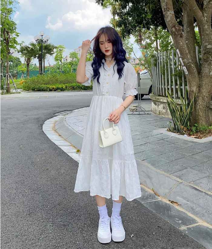 Váy babydoll trắng dành cho những cô nàng trẻ trung