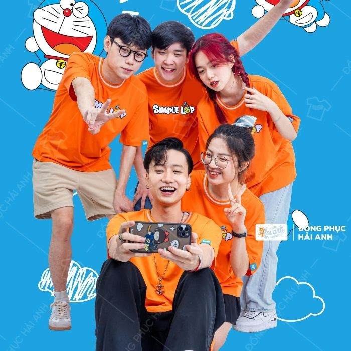 Mẫu đồng phục lớp áo thun màu cam rực rỡ