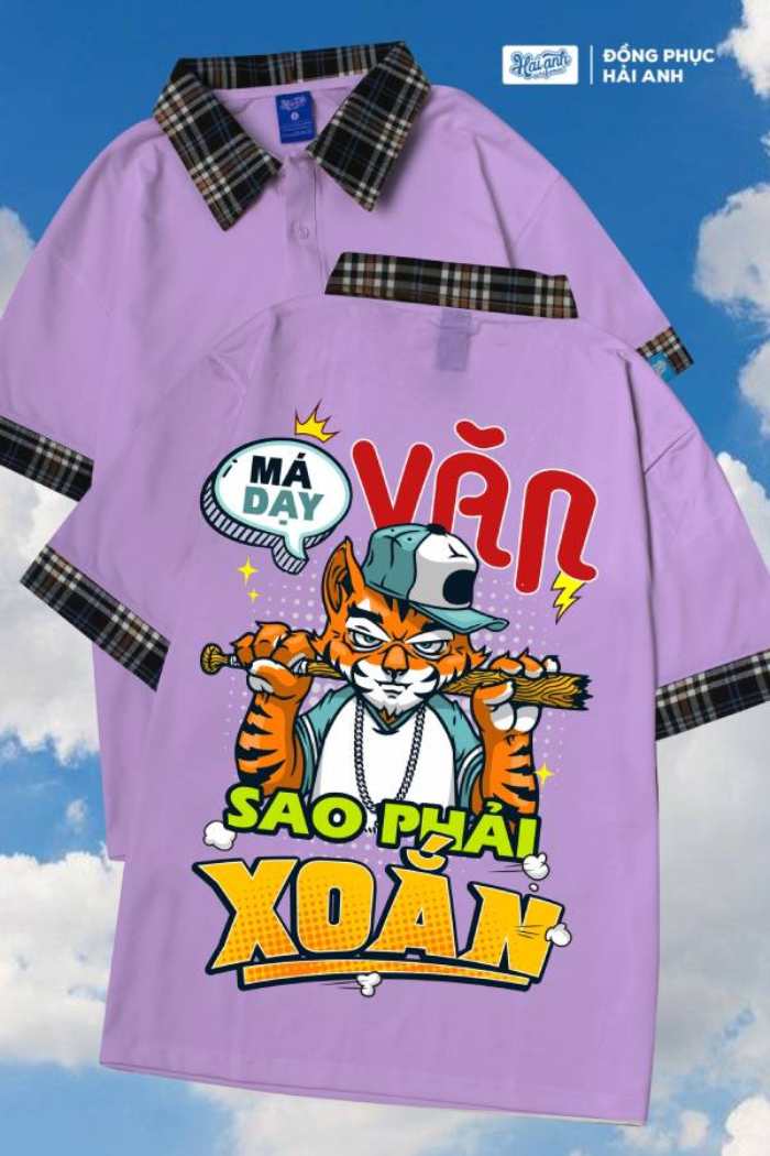 Áo lớp cổ bẻ hình in độc đáo