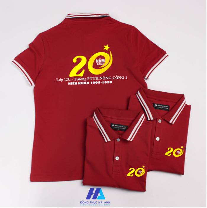 Mẫu áo họp lớp kỷ niệm 20 năm màu đỏ