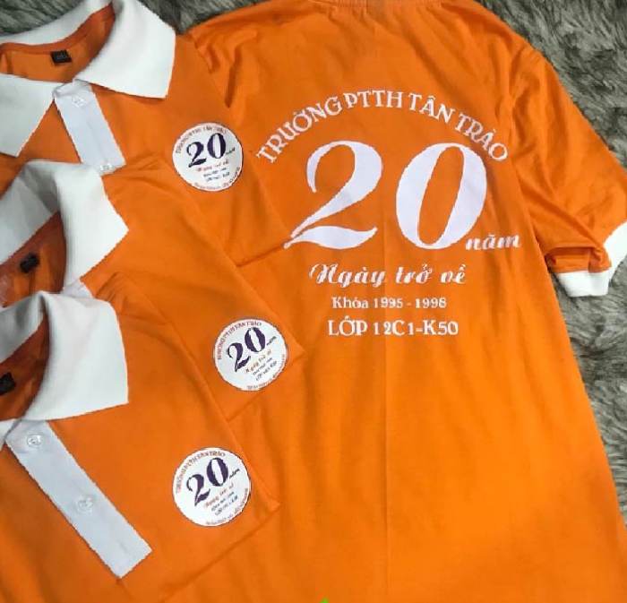 Mẫu áo kỷ niệm 20 năm ra trường màu cam