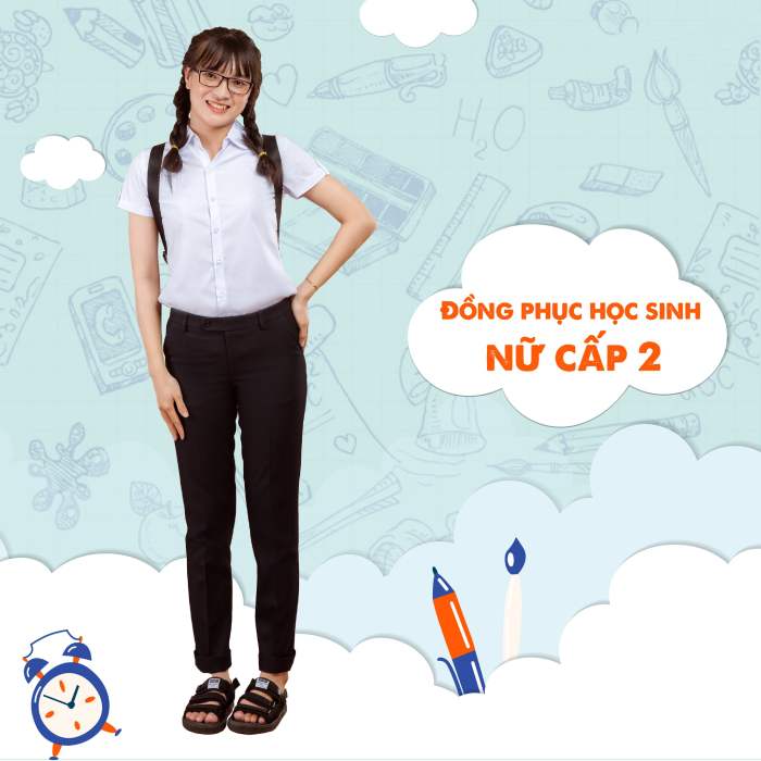 Nữ sinh đến trường với trang phục quần tây và áo sơ mi trắng