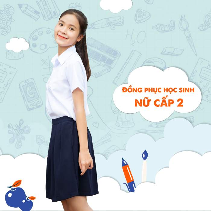 Nữ sinh phối áo trắng cùng chân váy xoè