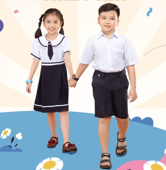 Mẫu áo sơ mi trắng của học sinh tiểu học