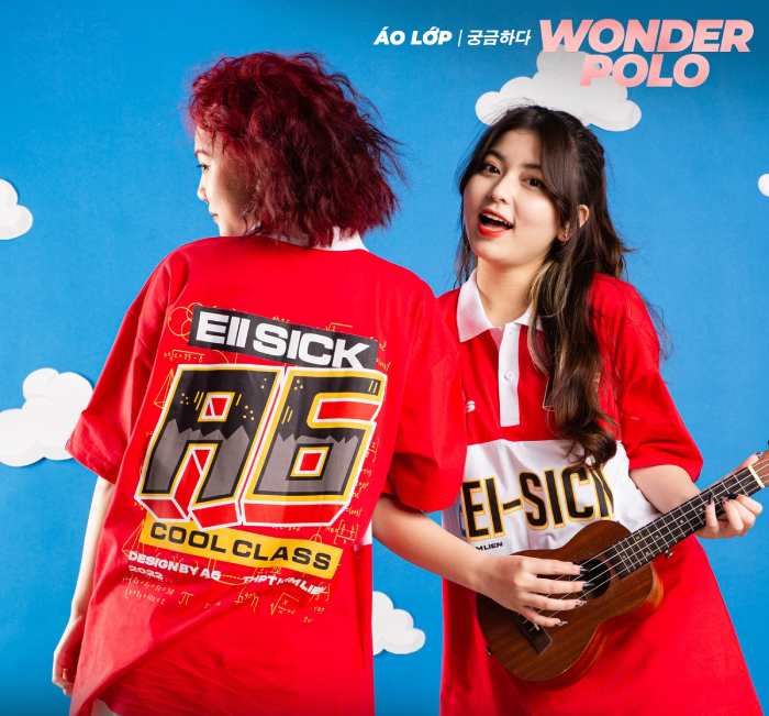 Mẫu áo đồng phục lớp có cổ thiết kế gam màu đỏ ấn tượng