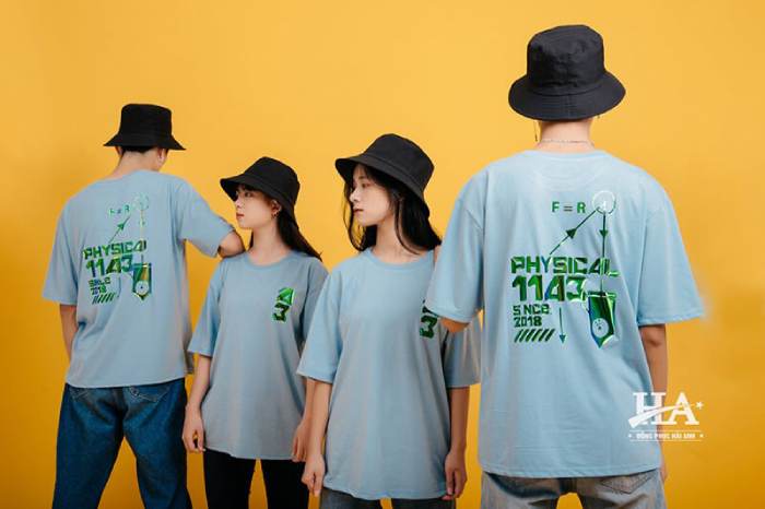 Mẫu áo lớp tông màu xanh được nhiều tập thể sử dụng