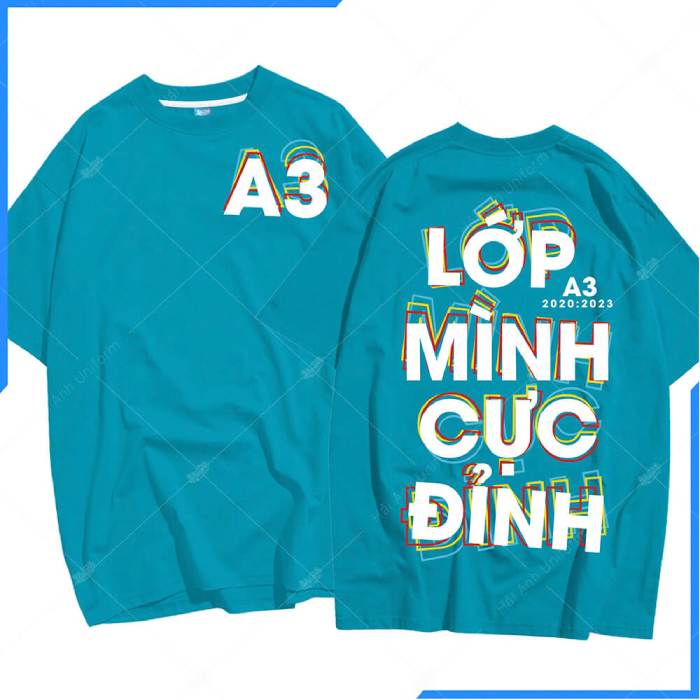 Mẫu áo lớp 5a3 gam màu xanh dương