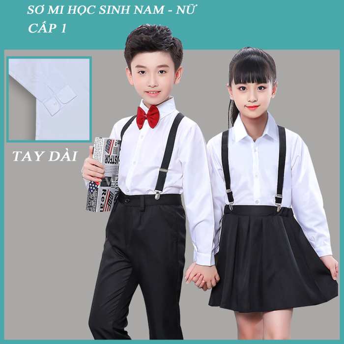 Trang phục áo sơ mi dài tay dành cho các bạn nữ cấp 1