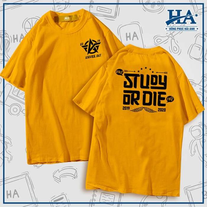 Chiếc áo thiết kế in slogan Study or die