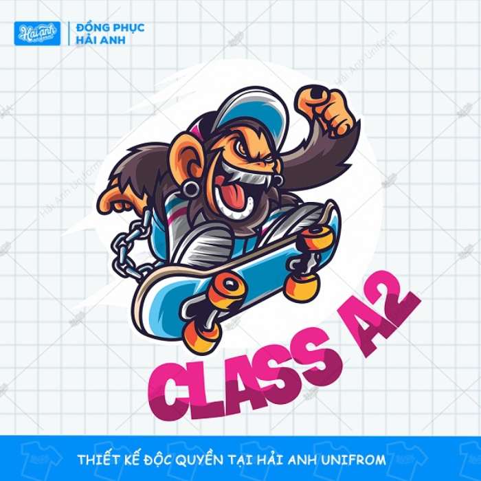 Hình in con khỉ trượt ván cool, ngầu được nhiều bạn học sinh yêu thích