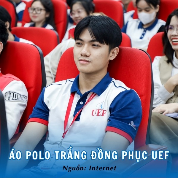 Áo đồng phục polo trắng UEF thời thượng, bắt mắt