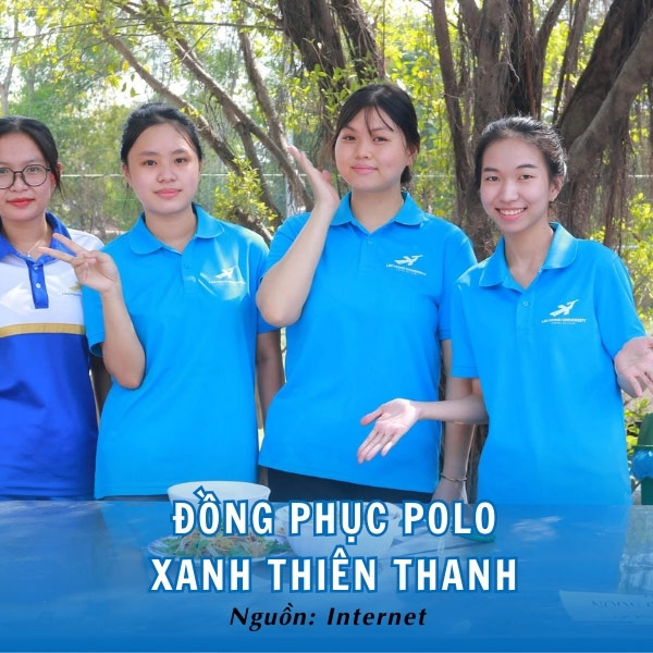 Đồng phục polo xanh thiên thanh ĐH Lạc Hồng thanh lịch, năng động 