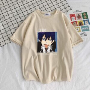 Mẫu áo thun anime Rin Okumura nổi bật với màu sắc trẻ trung, hiện đại