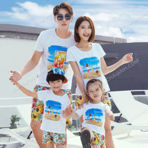 Mẫu áo đồng phục gia đình đi biển Hello Summer