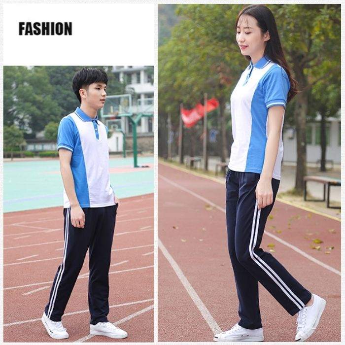 Mẫu áo đồng phục học sinh cấp 2 màu trắng xanh - Ảnh 2