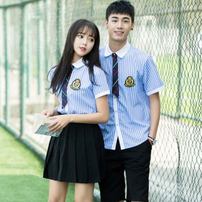 Mẫu áo đồng phục học sinh kẻ sọc xanh đẹp - Ảnh 2