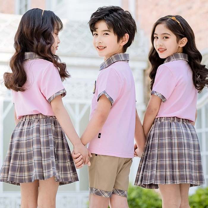 Mẫu áo đồng phục học sinh tiểu học cổ kẻ caro màu hồng - Ảnh 2