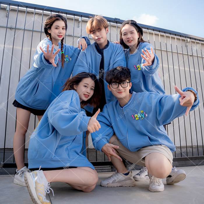 Áo Khoác Nỉ Bomber Màu Xanh Biển 12A4 Cá Tính - Ảnh 2