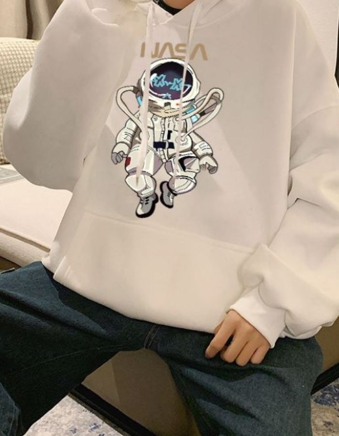 Áo khoác nỉ hoodie unisex hình in phi hành gia độc đáo, style cực chất - Ảnh 2