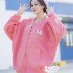 Mẫu Áo Khoác Nỉ Bomber Màu Hồng Peachy