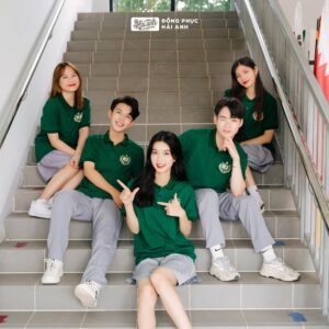 Mẫu Áo Đồng Phục Lớp Polo Besties Màu Xanh Iris