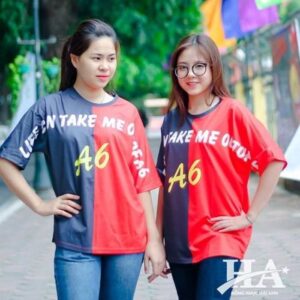 Áo lớp FlyZ màu xanh đỏ nổi bật với sắc màu thời thượng
