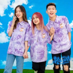 Mẫu áo lớp Oversize Polo Hippie Milky