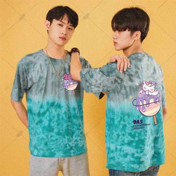 Mẫu áo lớp Patchy Ombre xanh xám 9A5 - Ảnh 2