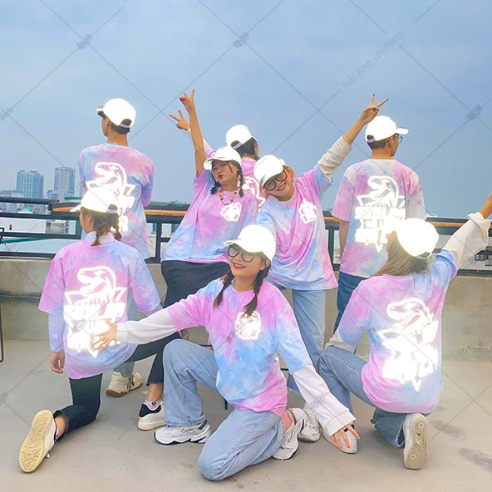 Áo Lớp Phản Quang Cổ Tròn Tie Dye Hồng - Ảnh 2