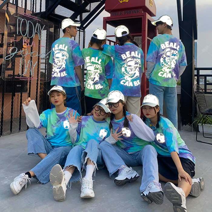 Áo Lớp Phản Quang Cổ Tròn Tie Dye Xanh - Ảnh 2