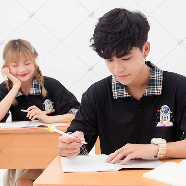 Áo Lớp Poka Màu Đen Cổ Yolo A5 - Ảnh 2
