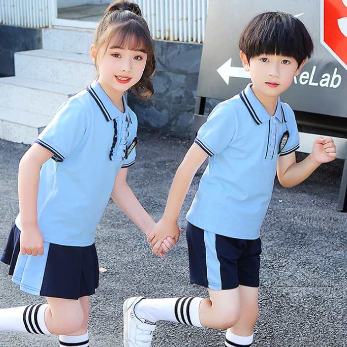 Áo polo đồng phục học sinh cấp 1 màu xanh dương - Ảnh 2