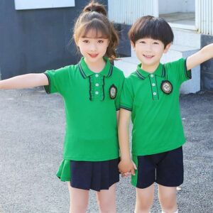 Áo polo đồng phục học sinh cấp 1 màu xanh lá cây