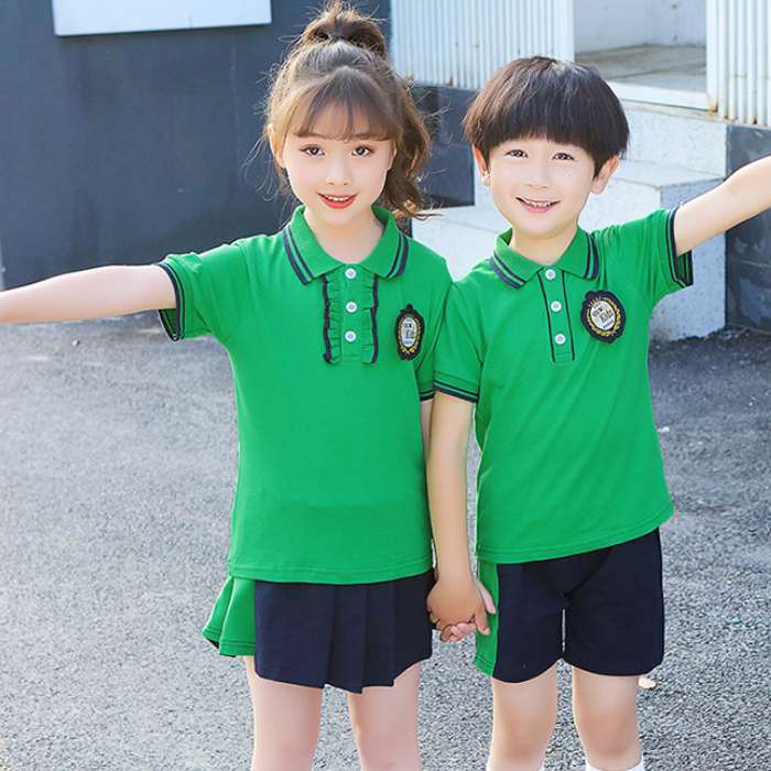 Áo polo đồng phục học sinh cấp 1 màu xanh lá cây