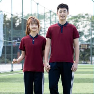 Áo polo đồng phục học sinh cấp 3 màu đỏ đô trơn