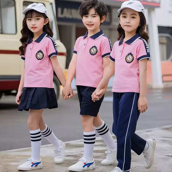 Áo polo đồng phục học sinh tiểu học màu hồng pastel - Ảnh 2