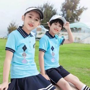 Áo polo đồng phục học sinh tiểu học màu xanh ngọc