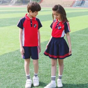 Mẫu áo polo đồng phục học sinh tiểu học màu đỏ